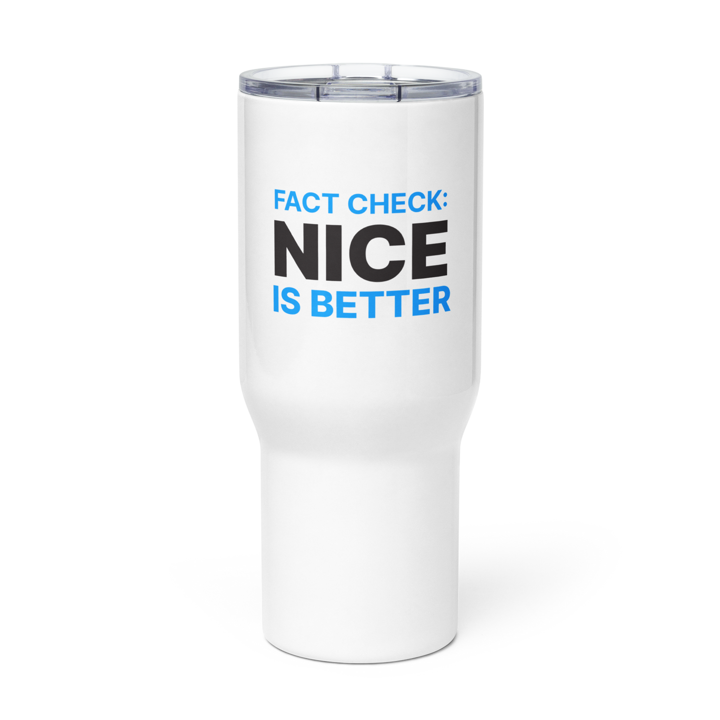 Fact Check Travel mug with a handle