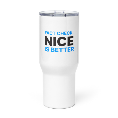 Fact Check Travel mug with a handle