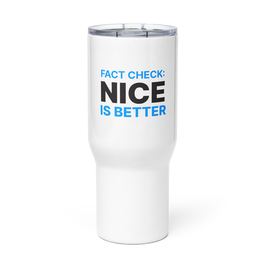 Fact Check Travel mug with a handle